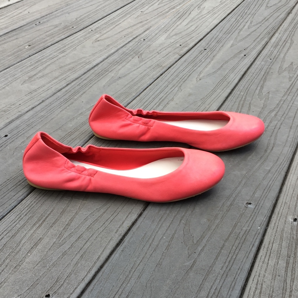 Delman Salmon Leather Ballet Flats 6M
